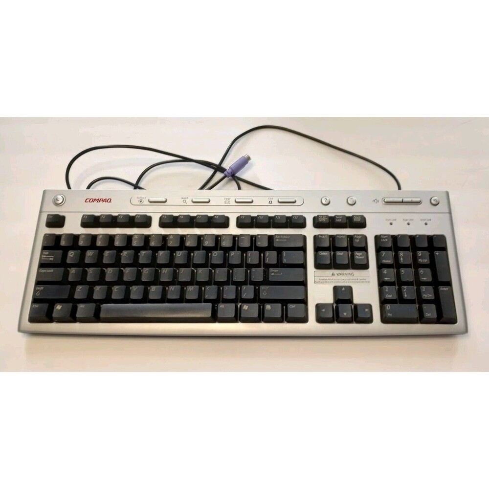 Compaq PS2 Wired Keyboard Model 5185 (Color: Silver/Black) Vintage Used [FL]